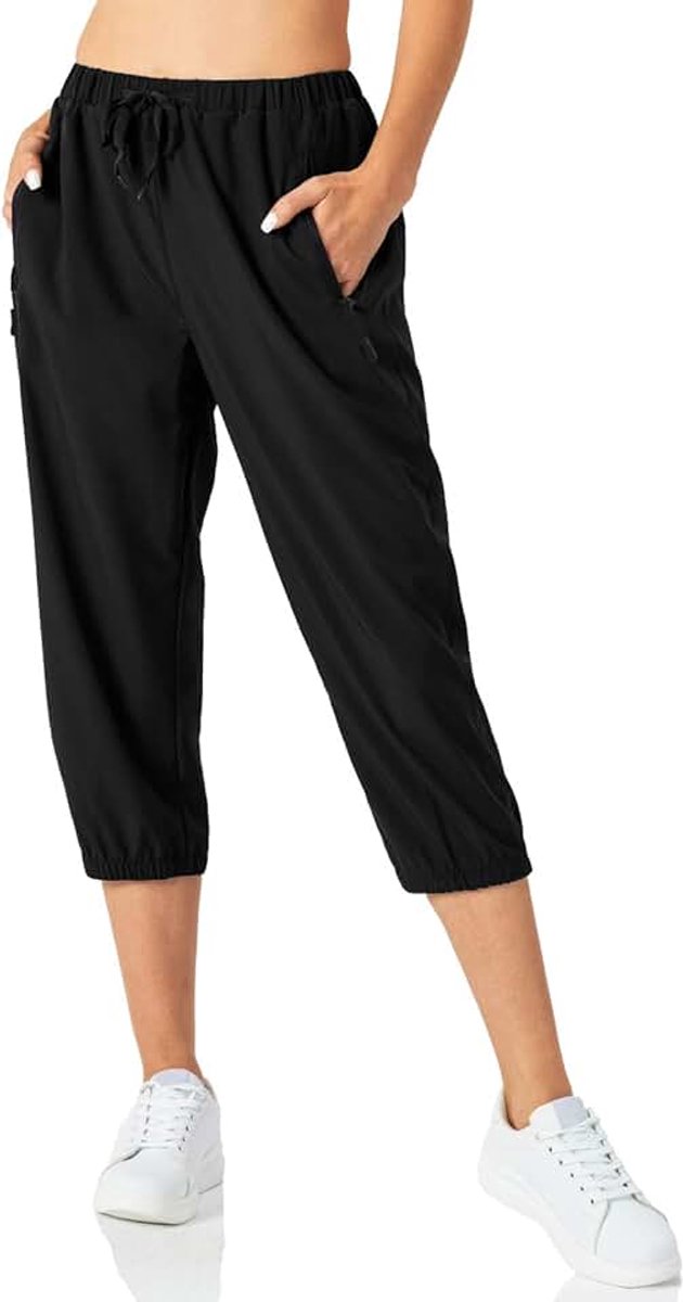 Cropped broek voor dames 3/4 Lengte Broek Workout Joggingbroek Casual Wandelen Broek Met Ritszakken