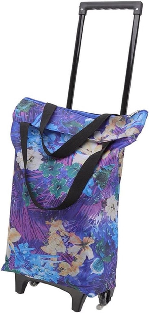 Vouwbare winkelwagen met wielen, handkar voor boodschappen, telescopische stang voor gemak en outdoor gebruik