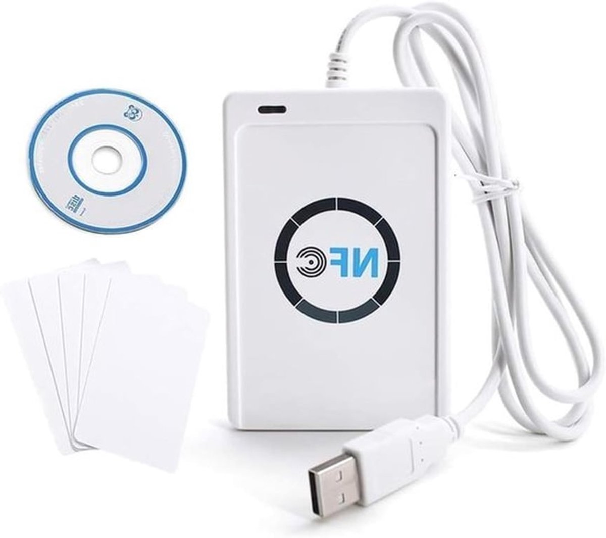 RFID Reader en NFC Writer ACR122U voor ISO 14443A/B, Contactloze Smart Card Lezer met USB Kabel en Gratis Software voor Betrouwbare Gegevensoverdracht