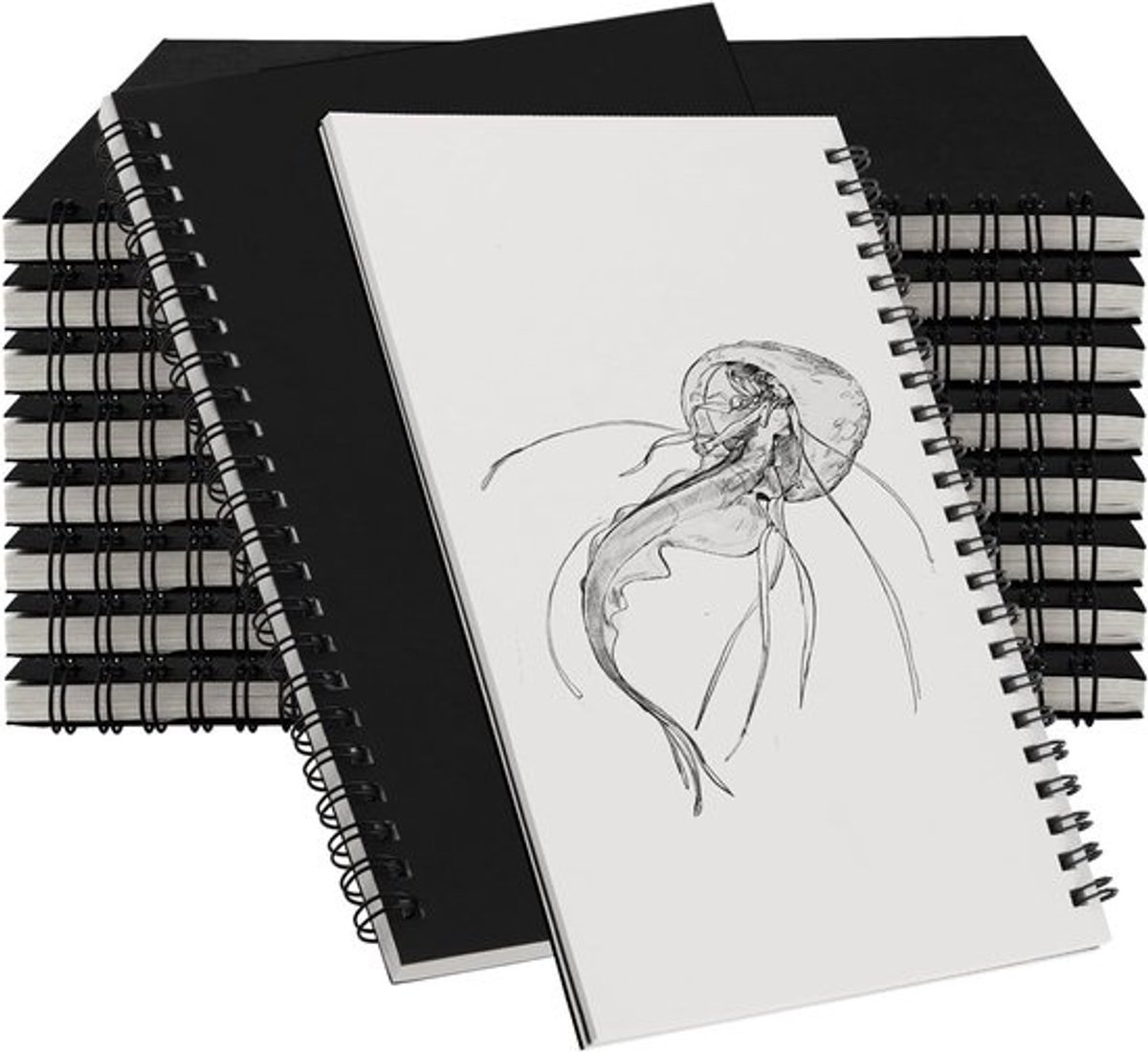 A5 Schetsboek Set van 10 Stuks, 100gsm Spiral Gebonden, 60 Bladen voor Schilderen, Tekenen en Notities