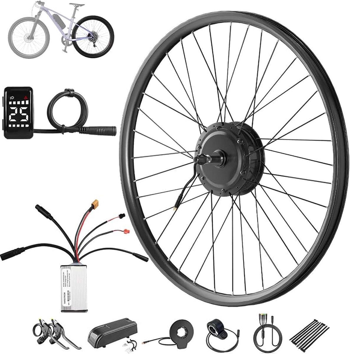 36V 250W E-bike ombouwset 26 inch achterwiel naafmotor DZ40 | Achterwiel e-bike ombouwset met display optionele motor voor vrijloop mountainbike (batterij niet inbegrepen)