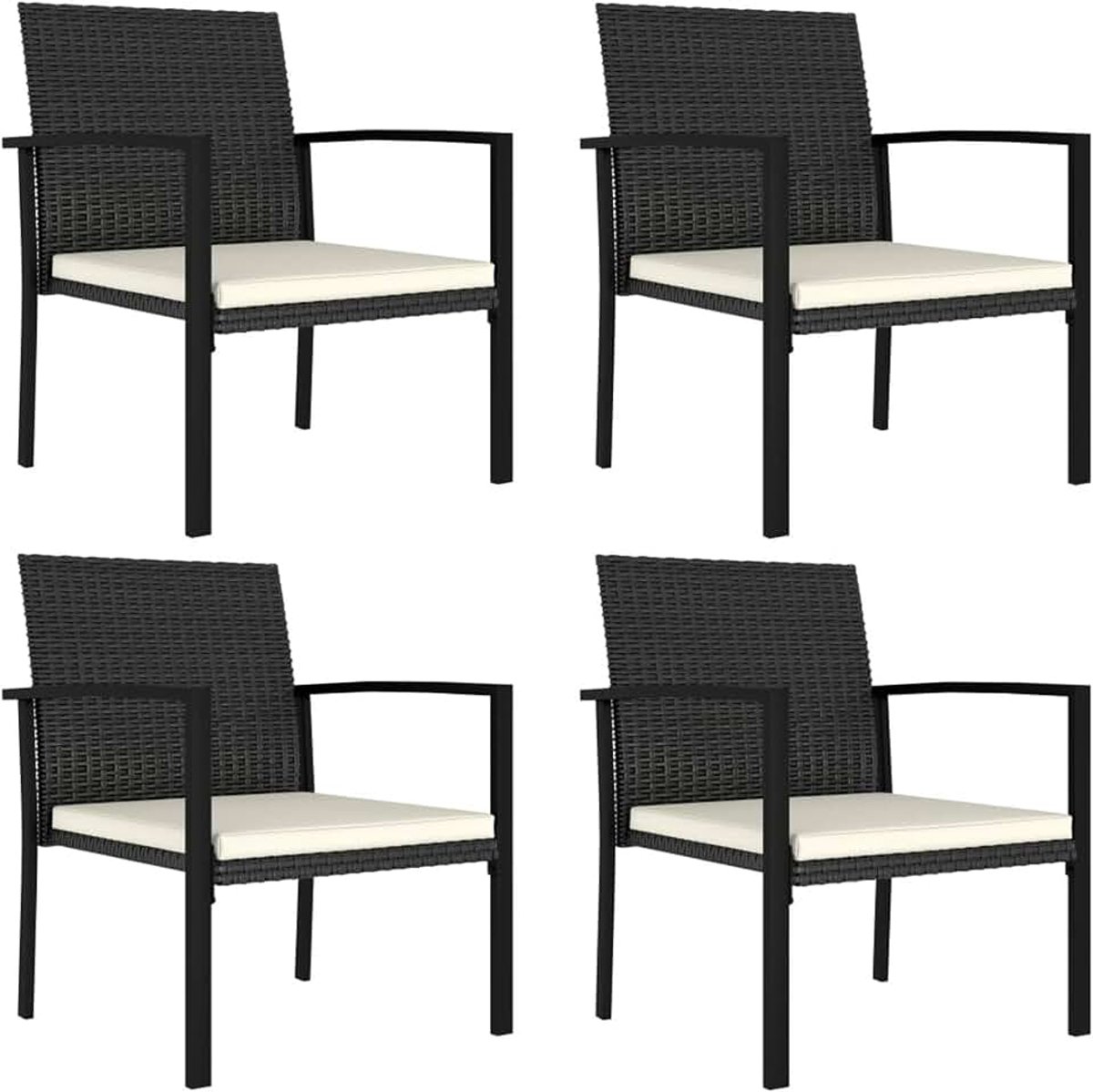 Tuin eetkamer stoelen voor buiten rotan tuin eetkamer stoelen 5# 4 stuks polyrotan zwart