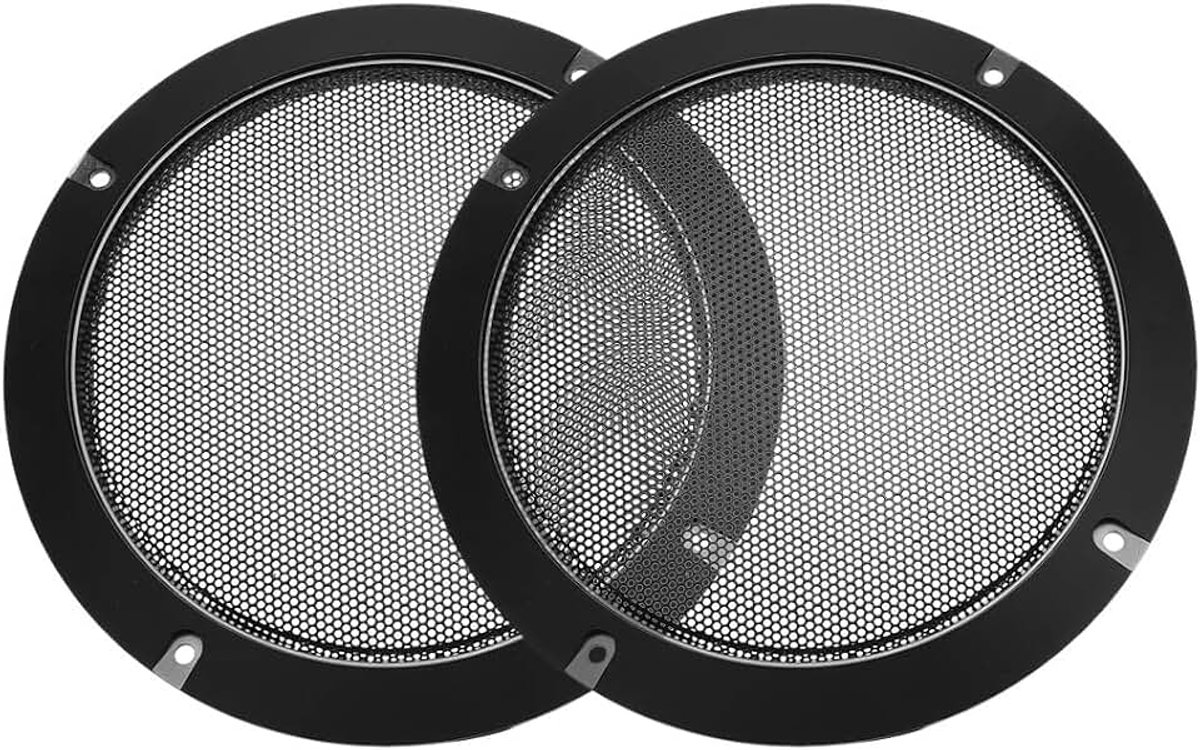 Sourcing map Luidsprekerrooster afdekking 6,5 inch 184 mm decoratieve mesh cirkel subwoofer beschermer zwart 2 stuks