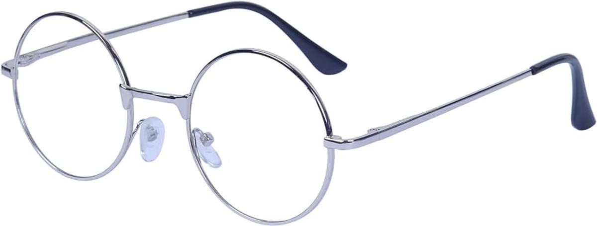 Leesbril voor dames en heren, rond, vintage, metalen frame + brilband