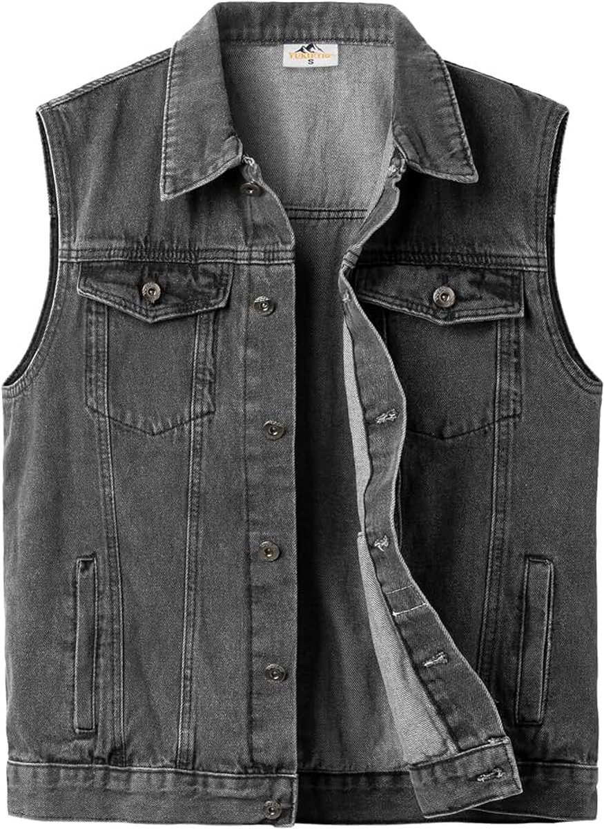 Jeansvest Vintage mouwloos spijkerjasje Cowboy denim vest Biker jasje Jeans voor mannen