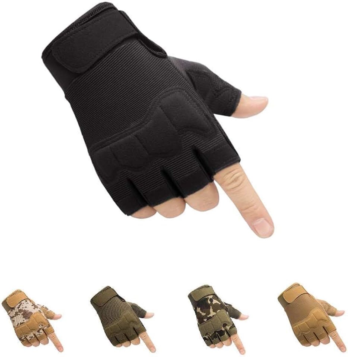 Handschoenen Met Halve Vingers - Outdoor Militaire Motorhandschoenen Lichtgewicht Ademende Sporthandschoenen voor Fietsen Airsoft Paintball Wandelen Rotsklimmen