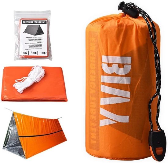 Noodtent Slaapzak - Survival Shelter - Outdoor Overleven - Dubbele Functie - 240 x 150 cm - Oranje Zilver — afbeelding 5