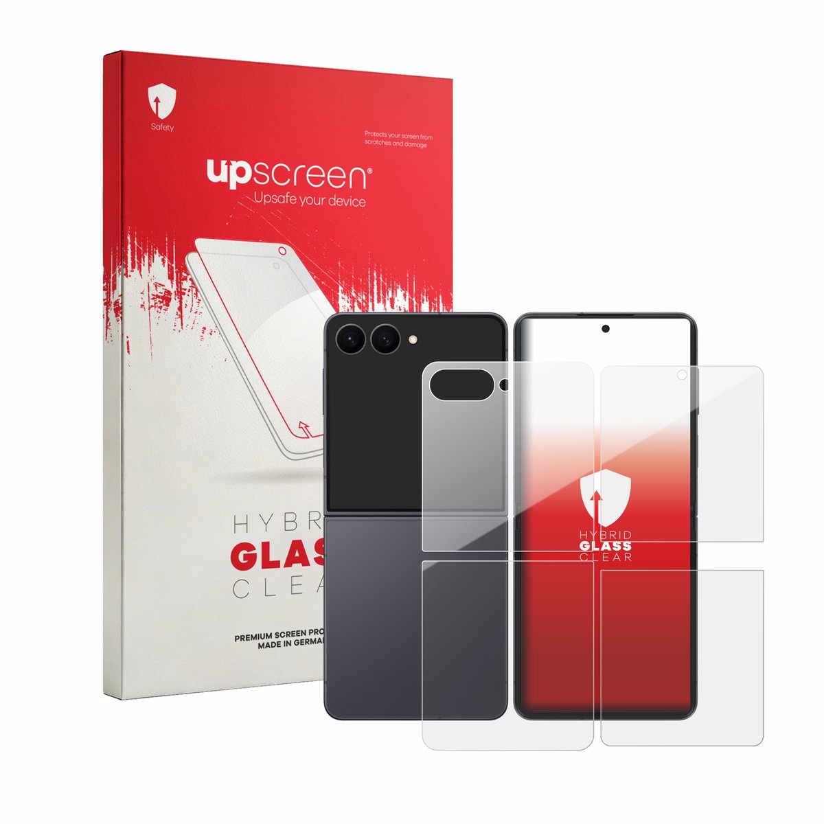 upscreen - Screenprotector voor Samsung Galaxy Z Flip 8 (Voor+Achter) - Folie Beschermfolie Beschermglas transparant