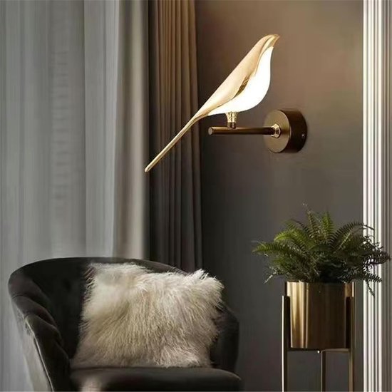 Moderne LED-wandlamp in de vorm van een ekster – decoratieve binnenverlichting voor woonkamer, slaapkamer of eetkamer; ook geschikt voor keuken en badkamer. — afbeelding 5