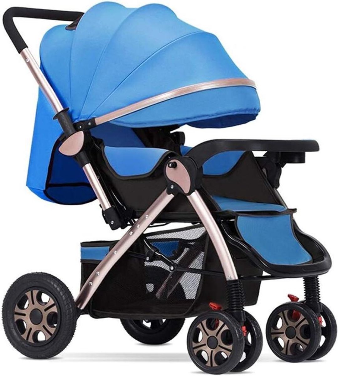 Lichtgewicht Kinderwagen - Compacte buggy - Comfortabel reizen - Verstelbaar stuur - 45x75x102cm - Blauw