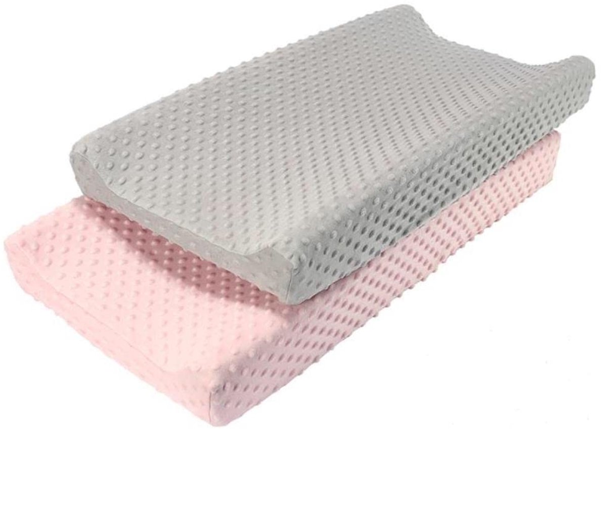 Aankleedkussen hoes waterdicht ademend - 2 stuks - grijs + roze - perfect voor luierwissel - SnelShoppen