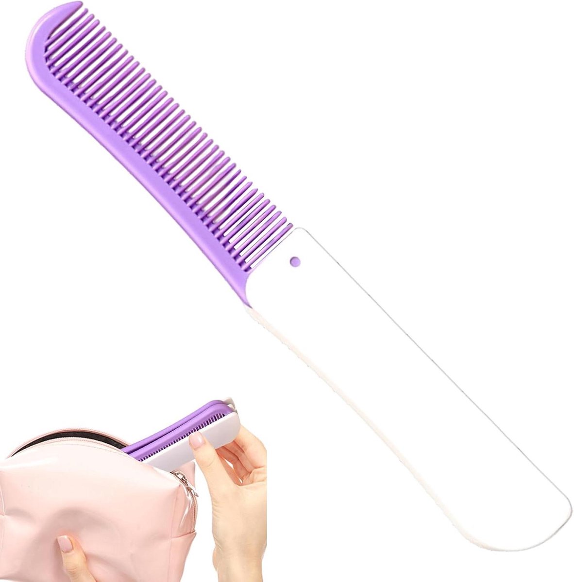 Opvouwbare Kam - Styling Tool - Reizen Styling - Dubbelzijdig - 11 x 4 x 2 cm - Zwart