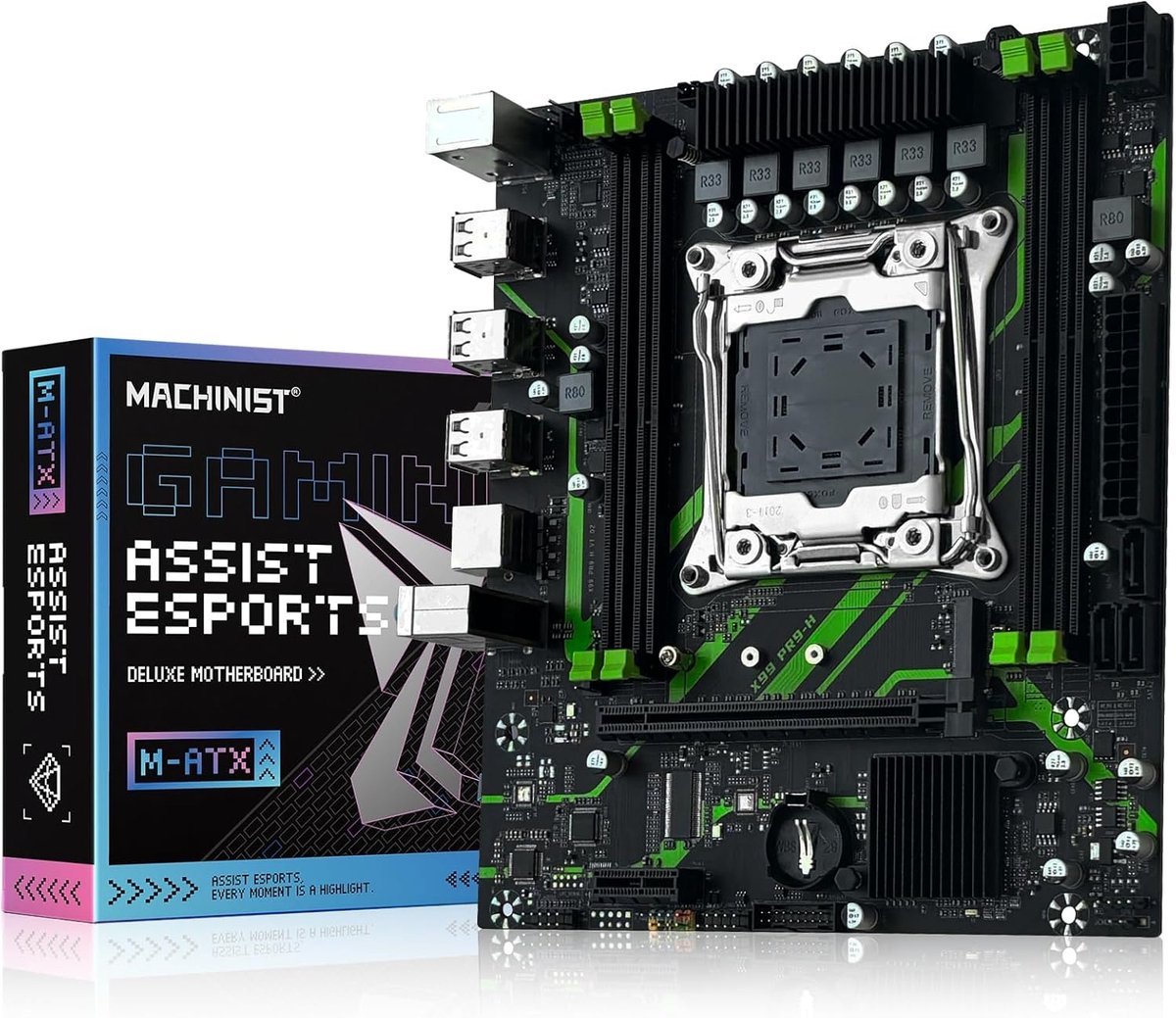 Zazitec Machinist Esports Deluxe mATX Moederbord – Compatibel met Intel Xeon E5-2680 v4 (LGA2011-3)