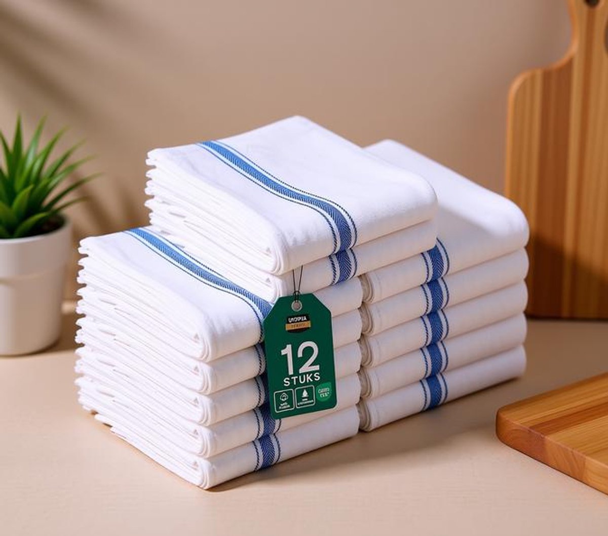 Utopia Towels Vaatdoeken 12 stuks, 38 x 64 cm, 100% ringgesponnen katoen, super absorberend, herbruikbaar, blauw