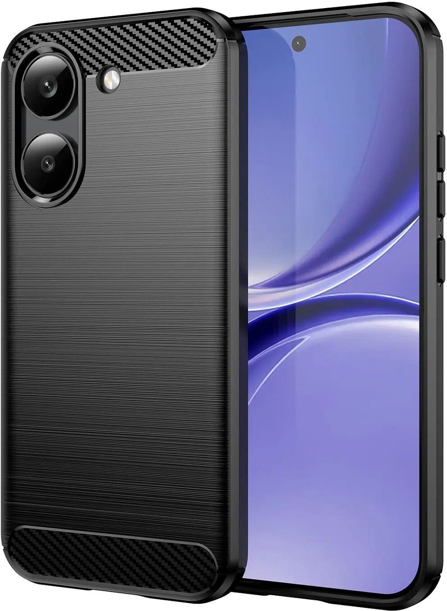 Geborsteld TPU Hoesje Geschikt voor Xiaomi Poco X8 Pro - Beschermhoes - Back Cover - Case Flexibel TPU - Stijlvol Carbon - Dun - Zwart