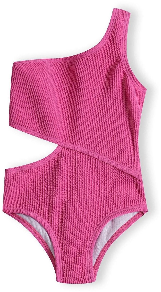 Minoti badpak meisjes roze asymmetrisch - nauwsluitend zwempak
