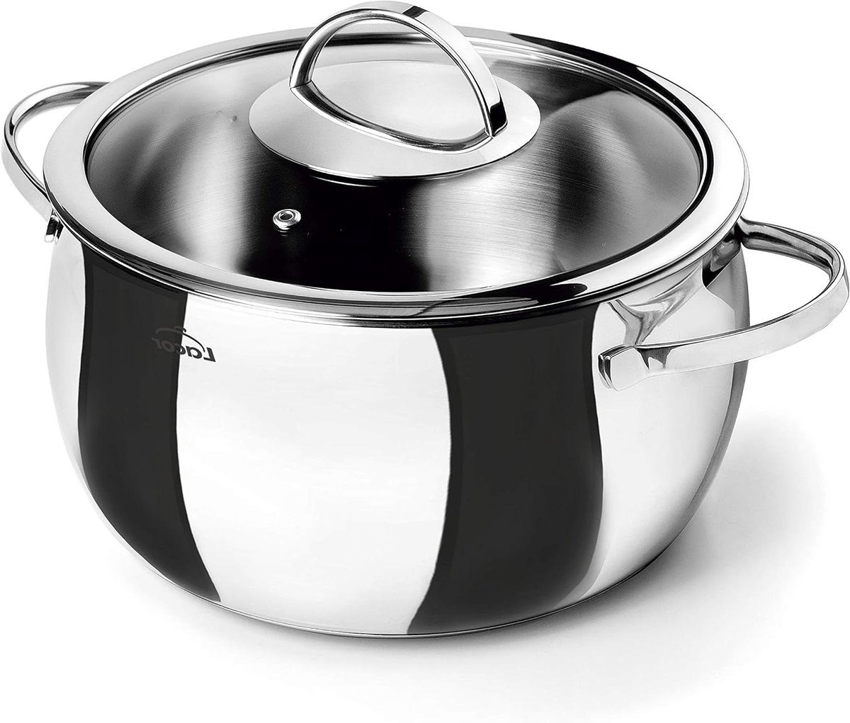 Soeppan met deksel - Kookpan Stoofpan - Langzaam Koken - Gelijkmatige Warmteverdeling - 20 cm - Gepolijst Zilver