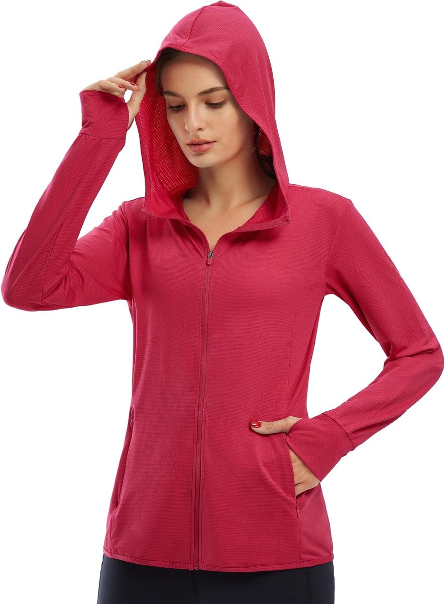 UV Shirt Dames UPF 50+ Sonnenschutz Hoodie Sportshirt Bovenstuk Zomer Functioneel Shirt Outdoor Loopjack Wandelen