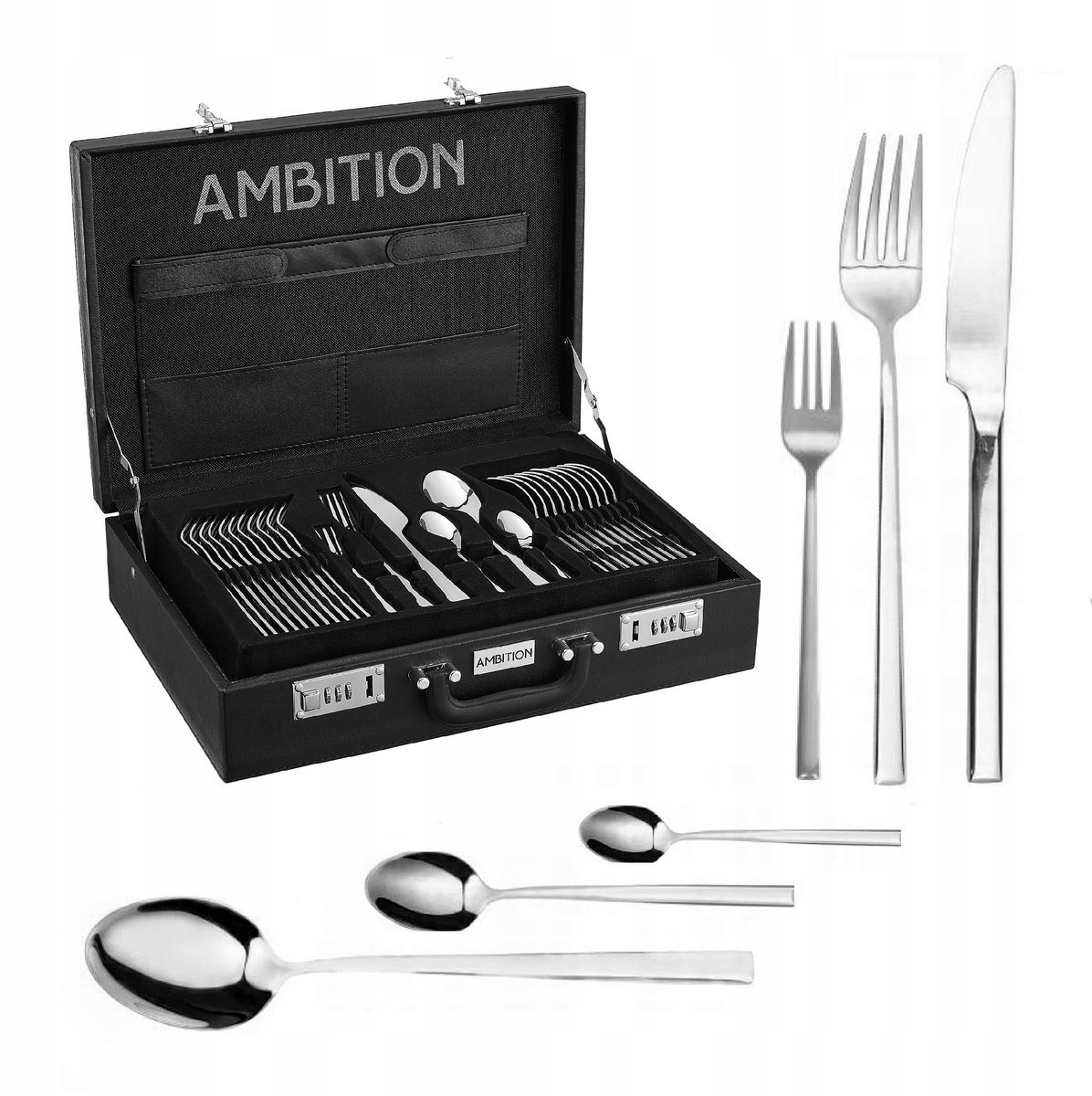 Ambition Como Bestekset 72 Delig - Luxe Roestvrij Staal voor 12 Personen