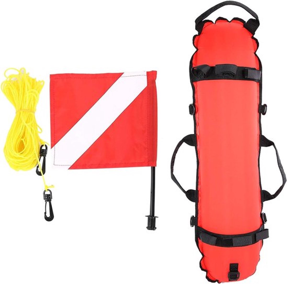 Automatische vergrendeling nylon en TPU torpedo boei voor duikbenodigdheden met luchtblik, professioneel en opvallend.