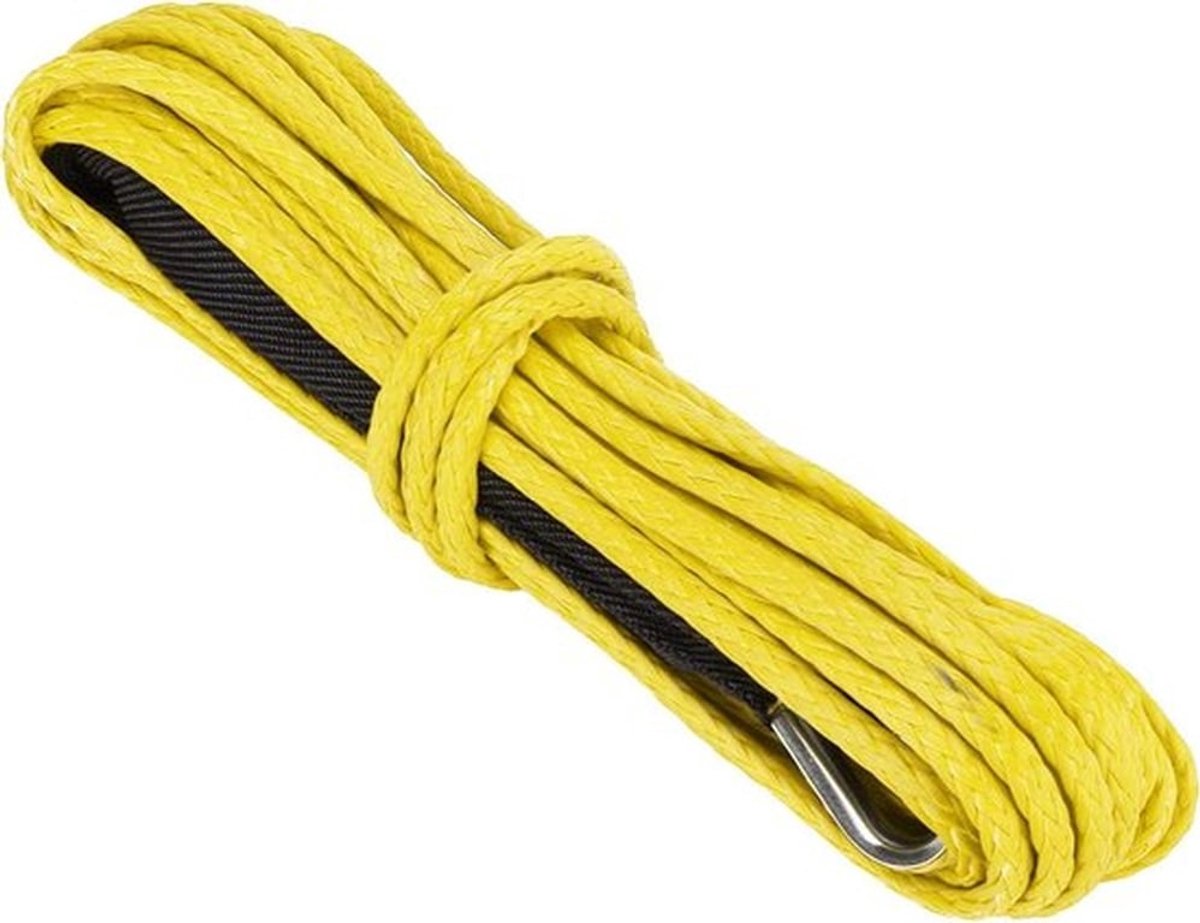Synthetisch Lier Touw 6 mm x 15 m - 7700 kg Nylon voor Voertuigen - Sterk en Duurzaam - Geel