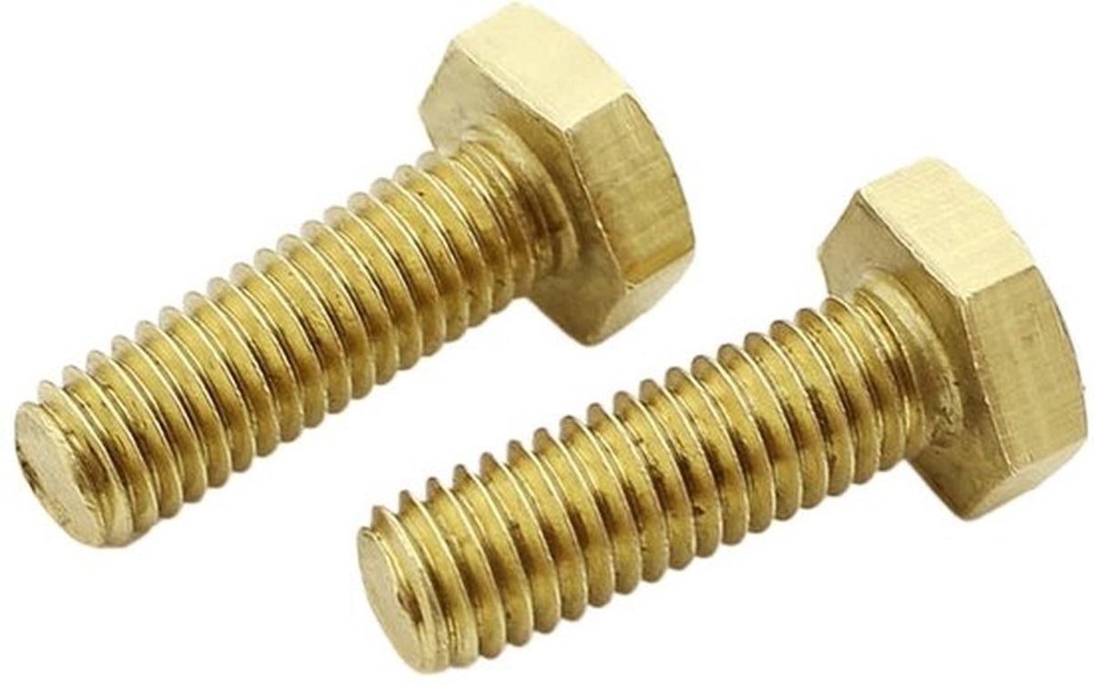 Schroeven voor buiten - Zeshoek - M6*50mm - Messing - Bouten - Externe zeshoek - 10 stuks - Geschikt voor - Messing - Buitenmontage
