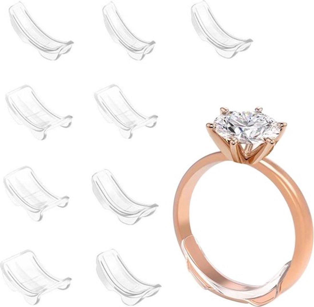 Ringmaat aanpassingset ringverkleiner - transparant - set van 9 stuks