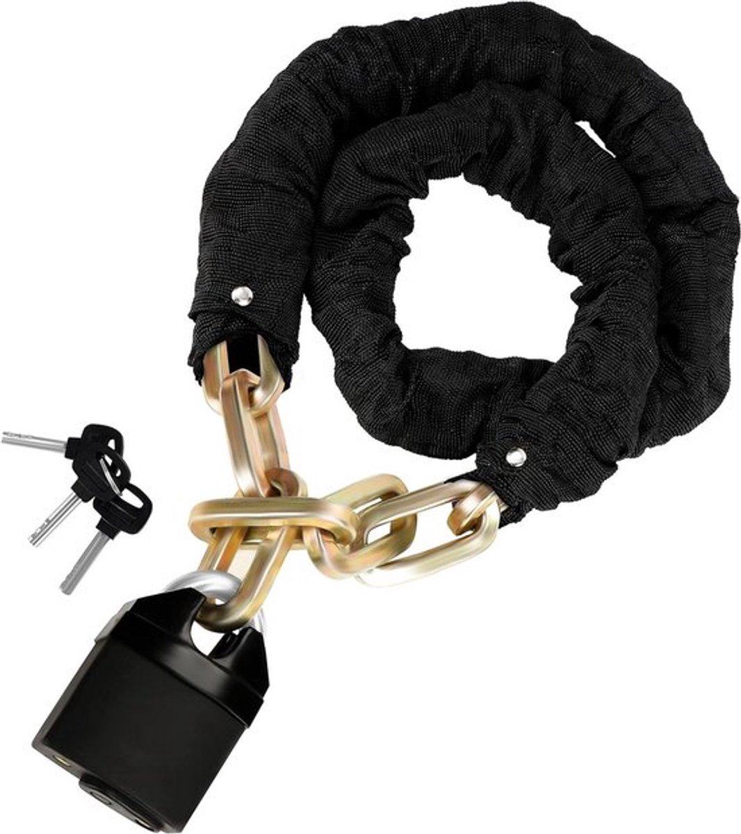 Veiligheidsslot voor motorfietsen - Antidiefstal hangslot met veiligheidsketting - 1,2 meter lang en 10 mm dik - 3 sleutels - Geschikt voor fietsen, motoren, scooters - Zwaar slot voor deuren, poorten en hekken.