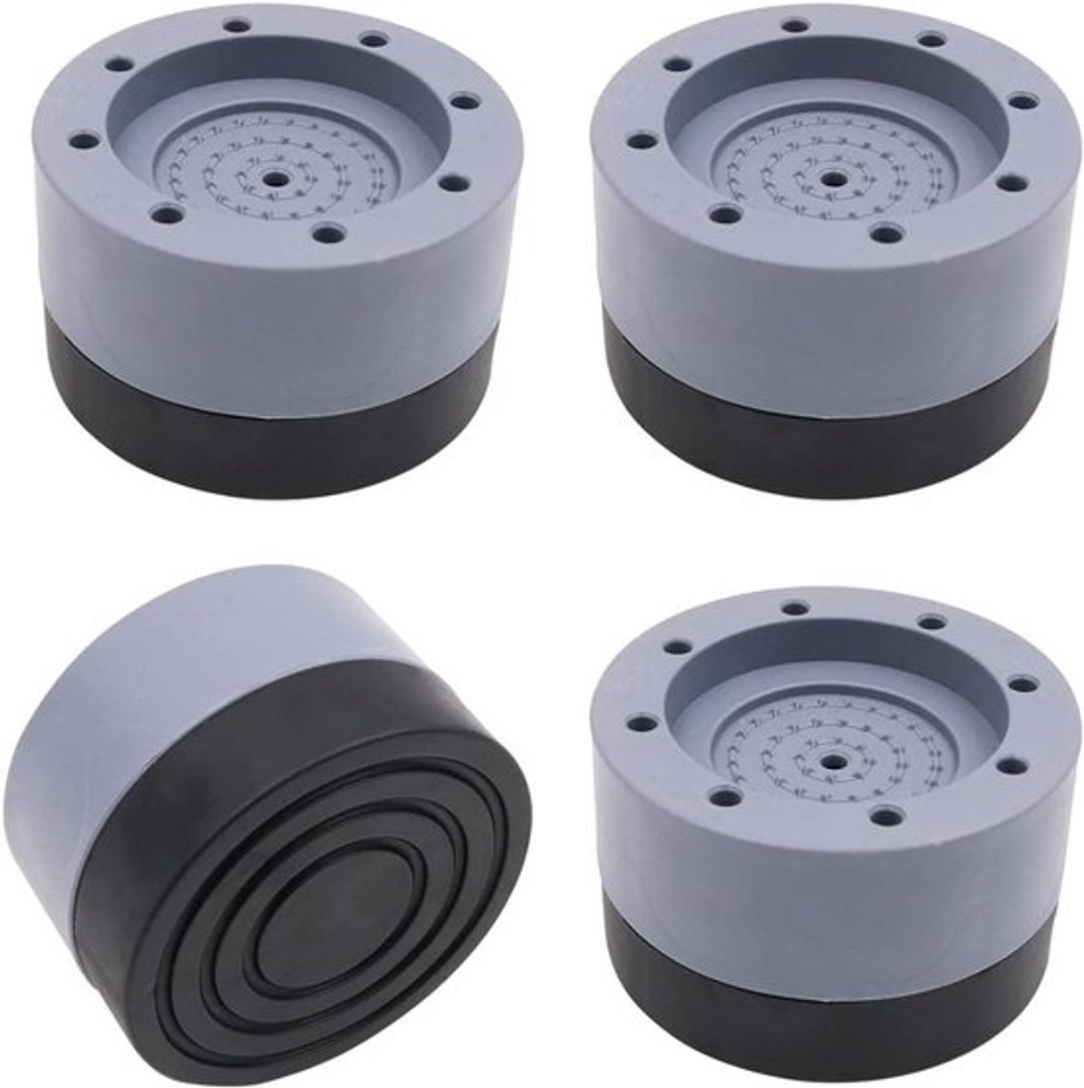 Anti-vibratiepads - Geluiddempend - Stabilisatoren mat - Kit - Wasmachine en droger - Ondersteuning - Grijs - Geschikt voor alle modellen - 4 stuks anti-vibratiepads voor wasmachine en droger, geluiddempende stabilisatoren mat kit.