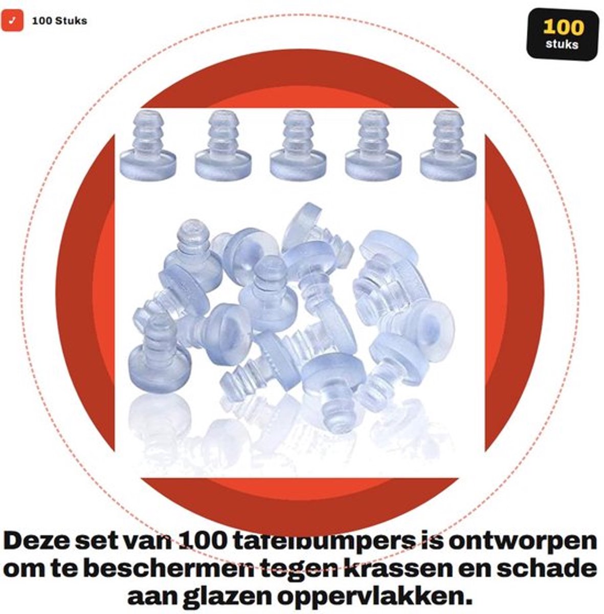 Tafelbumpers 100 stuks - Rubber/Grijpers - Afstandhouders - Voor Glazen Blad - Veiligheidswaarschuwing - Zacht PVC-Materiaal - Glazen Tafelbescherming