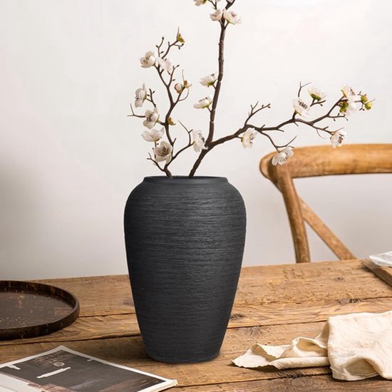 Vintage Rustieke Keramische Vaasje voor Bloemen, 26 cm Hoog, Perfect voor Minimalistische Woondecoratie en Boerderijstijl Interieur