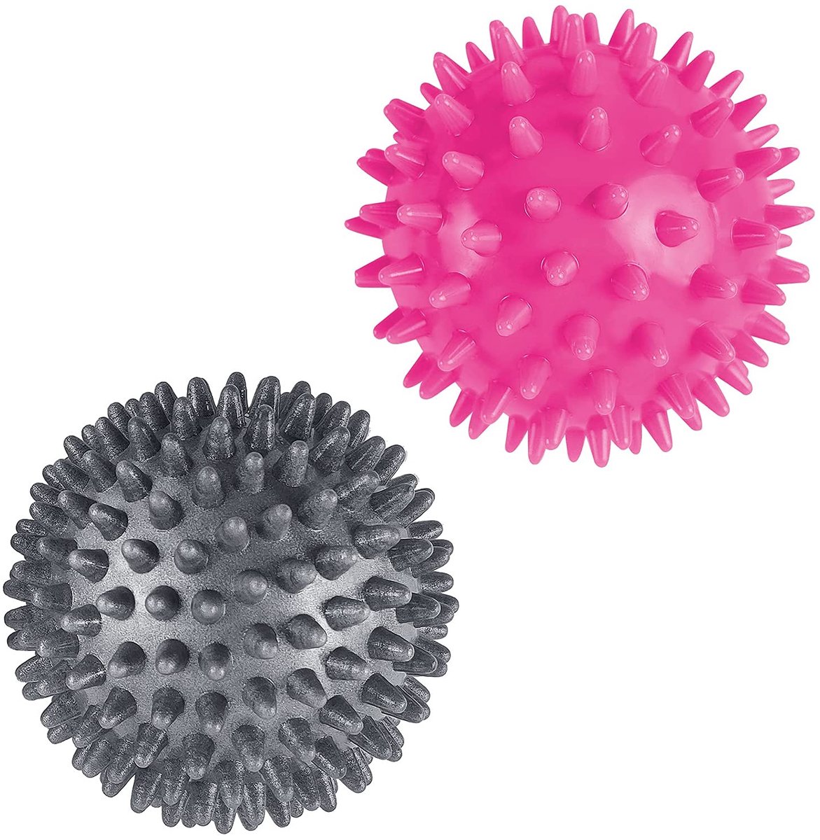 Egelbal massagebal, set van 2, 7 cm verschillende hardheidsgraden, noppenbal, bal met noppen, voor rug, benen, voeten en handen spiermassage