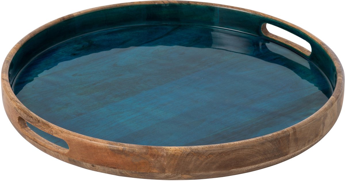 J-Line plateau - hout - petrol/naturel