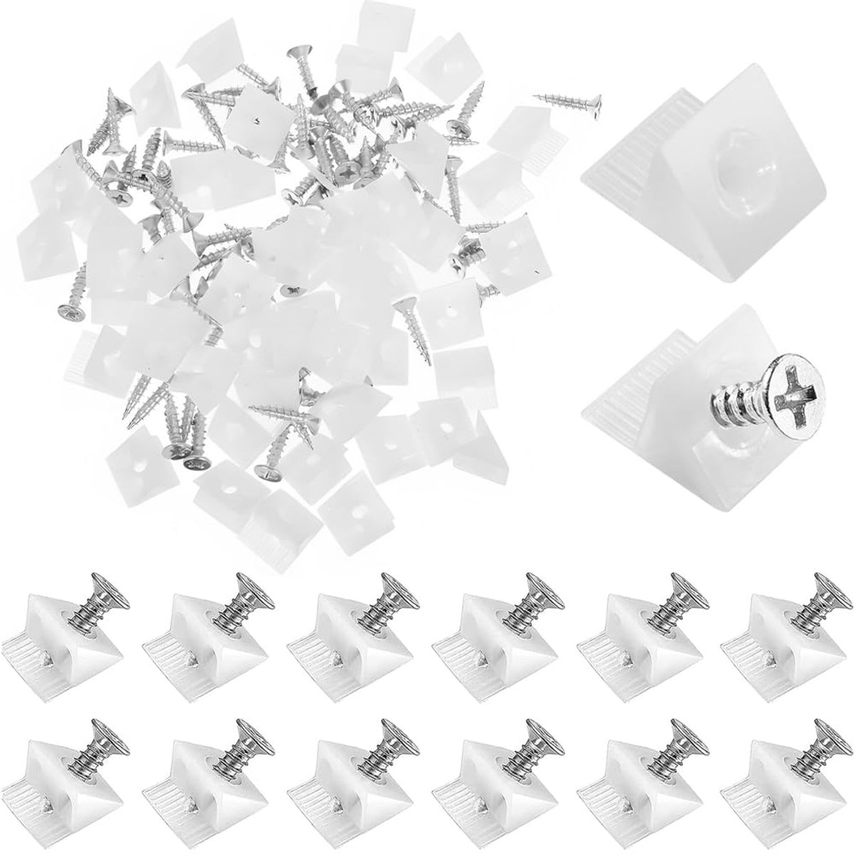 200 Stuks Kunststof met Schroeven | Witte kastwiggen voor ladebodem, kastachterwand, keukenkast, boekenkast, meubelreparatie en DIY montage