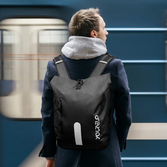 Fietstas voor Bagagedrager, met Laptopvak, 25 liter inhoud, 100% waterdicht, Zwart, te gebruiken als Bagagedragertas en rugzak van Fietstas — afbeelding 2