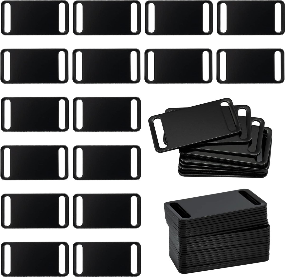 Aluminium Graveren Blanks Tags Stempelen Blanks Tags Blank Dog Tag Pet ID Tag 25 Stuks (zwart)