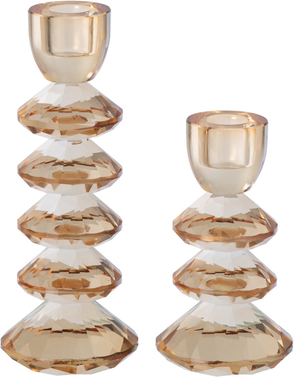 J-Line kaarshouder - glas - warmgeel - 2 stuks