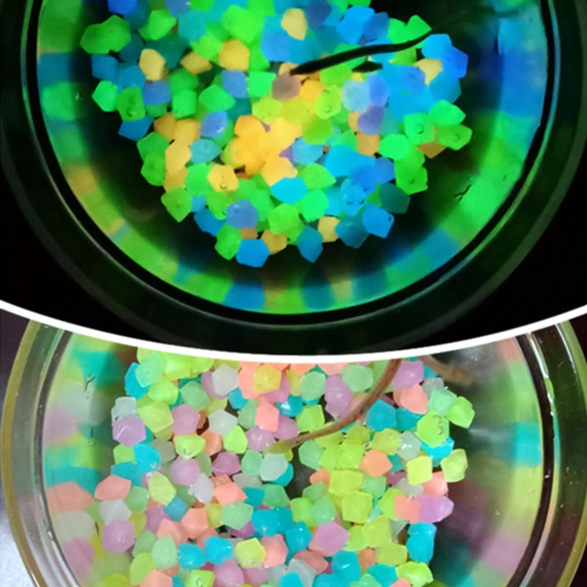 stenen, 500 stuks, 1 cm, fluorescerende stenen, decoratie, lichtgevende stenen, mini-tuindecoratie, kleine ruitstenen, kiezelstenen, voor aquarium, tuinieren, decoratieve stenen,