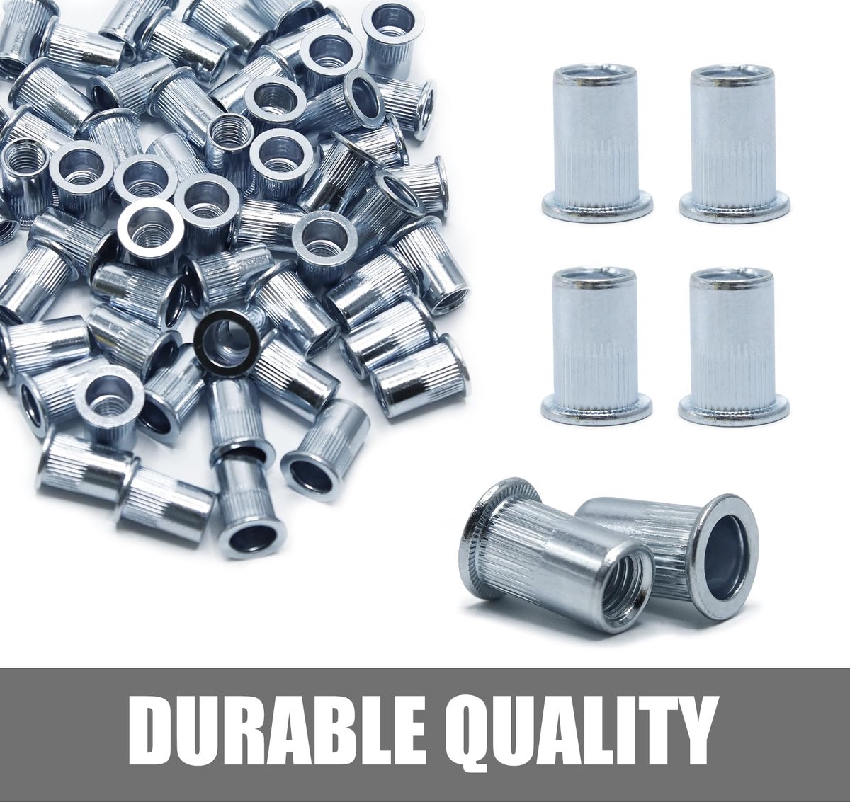 60 stuks M12 klinkmoeren en blindklinkmoeren set, 18 mm x 22 mm, verzinkt koolstofstaal - ideale bevestiging voor staal, glasvezel en kunststof