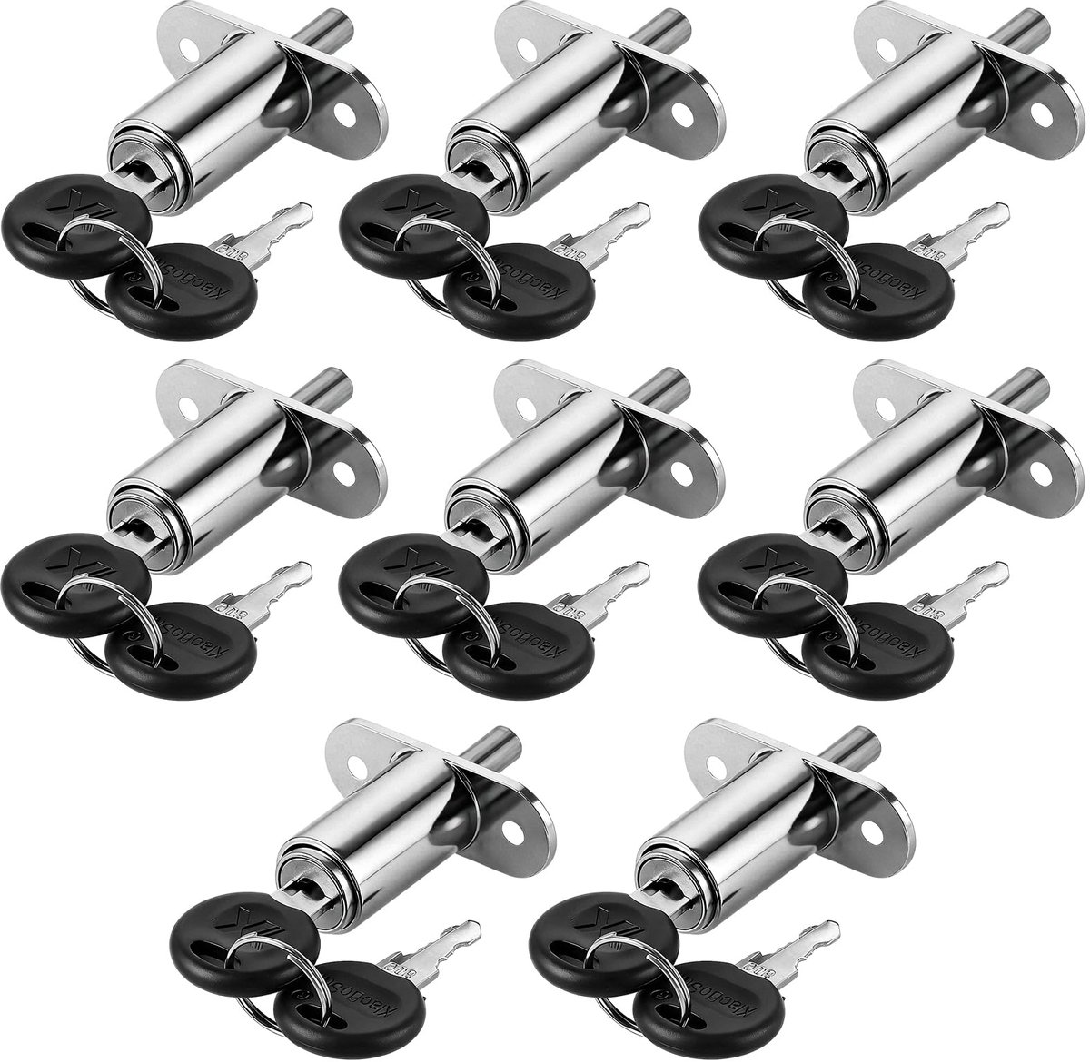 Set van 8 32 mm, kastslot, schuifdeur, drukcilinder, verschillende vergrendeling, meubels, schuifdeurslot, kastslot met sleutel, kastslot, meubelslot, slot voor kast