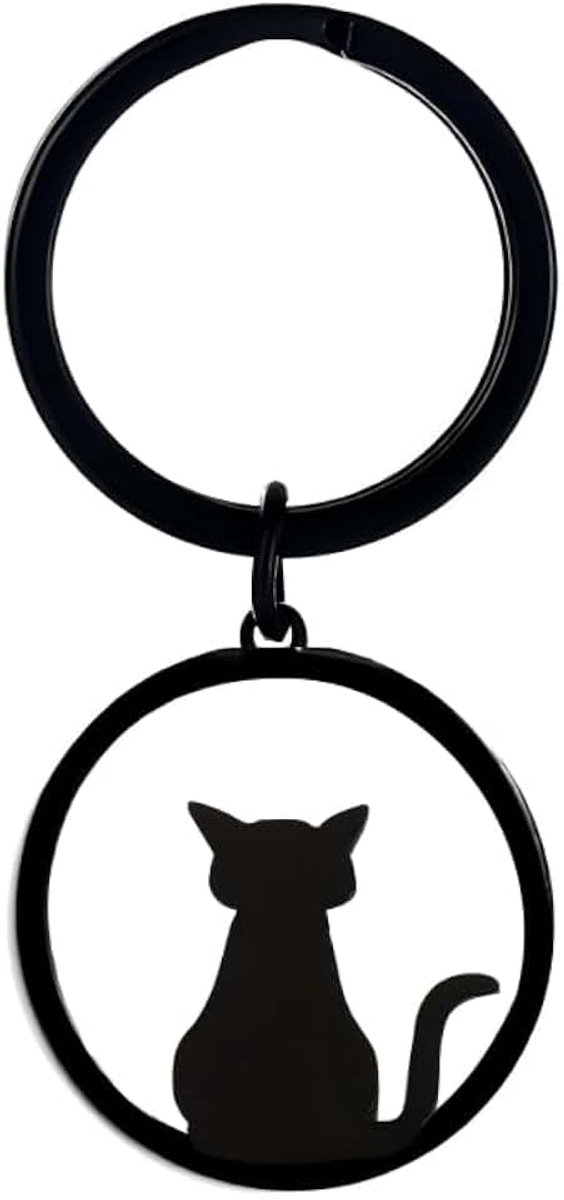 Kat sleutelhanger rond staal dieren geschenken auto sleutelverklaring
