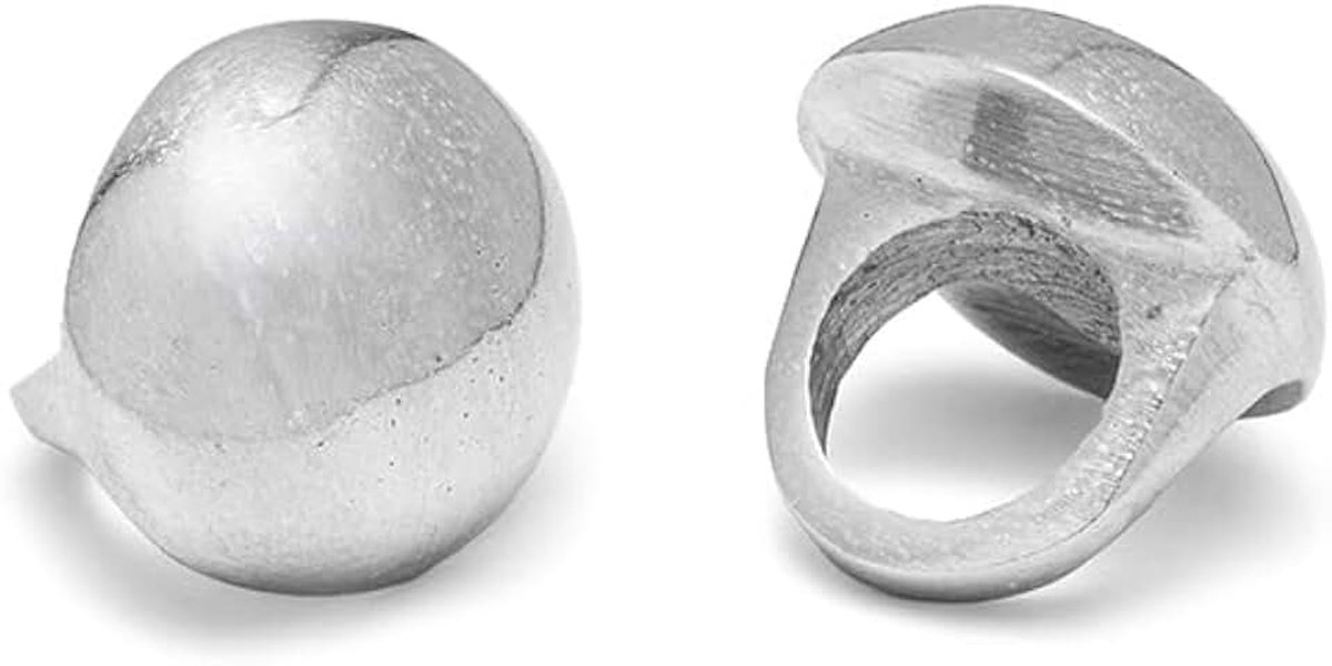 Ring van 100% gerecycled aluminium | convex hart, staven, gladde bommen | handwerk | unieke grootte