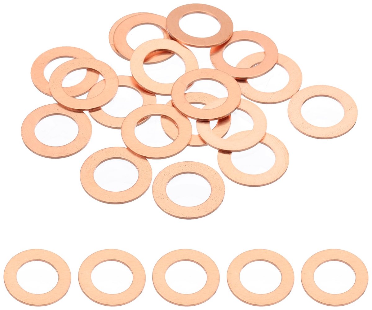 18 stuks sluitringen M12, M12 x 20 x 1 mm, koperen afdichtringen, koper, platte afdichtringen, koperen afdichtringen, assortiment voor schroeven, auto's, schepen en apparaten