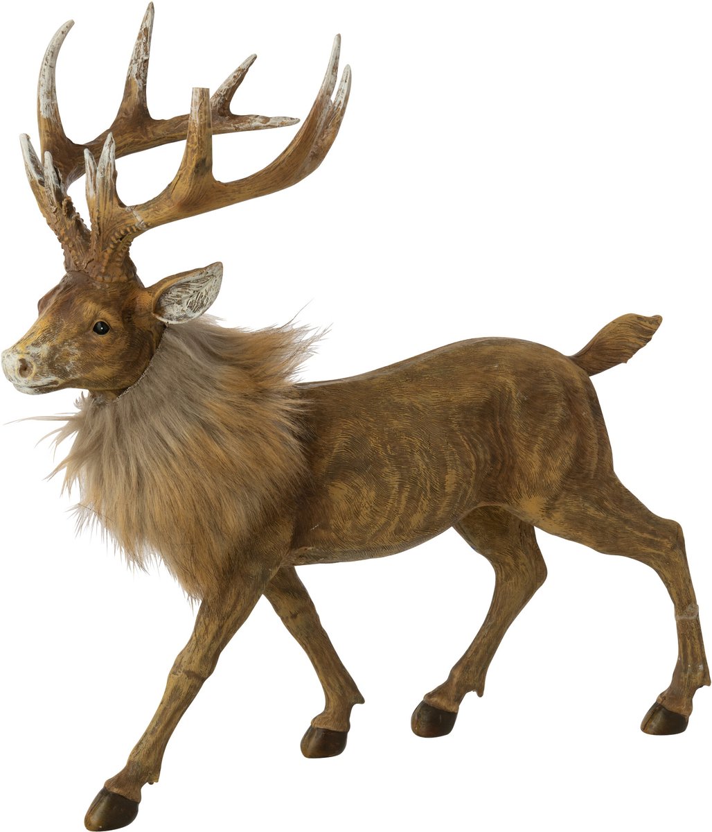 J-Line decoratie Rendier - polyresin - donkerbruin/beige - large