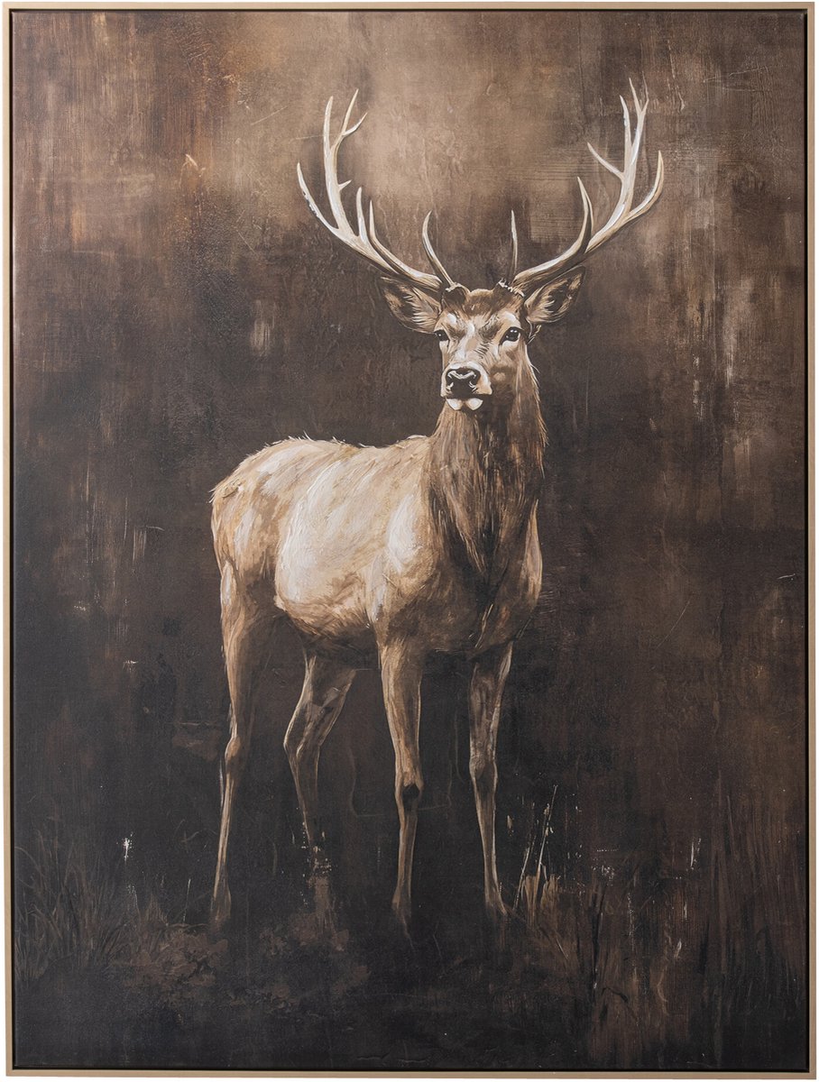 J-Line Schilderij hert - verf - bruin