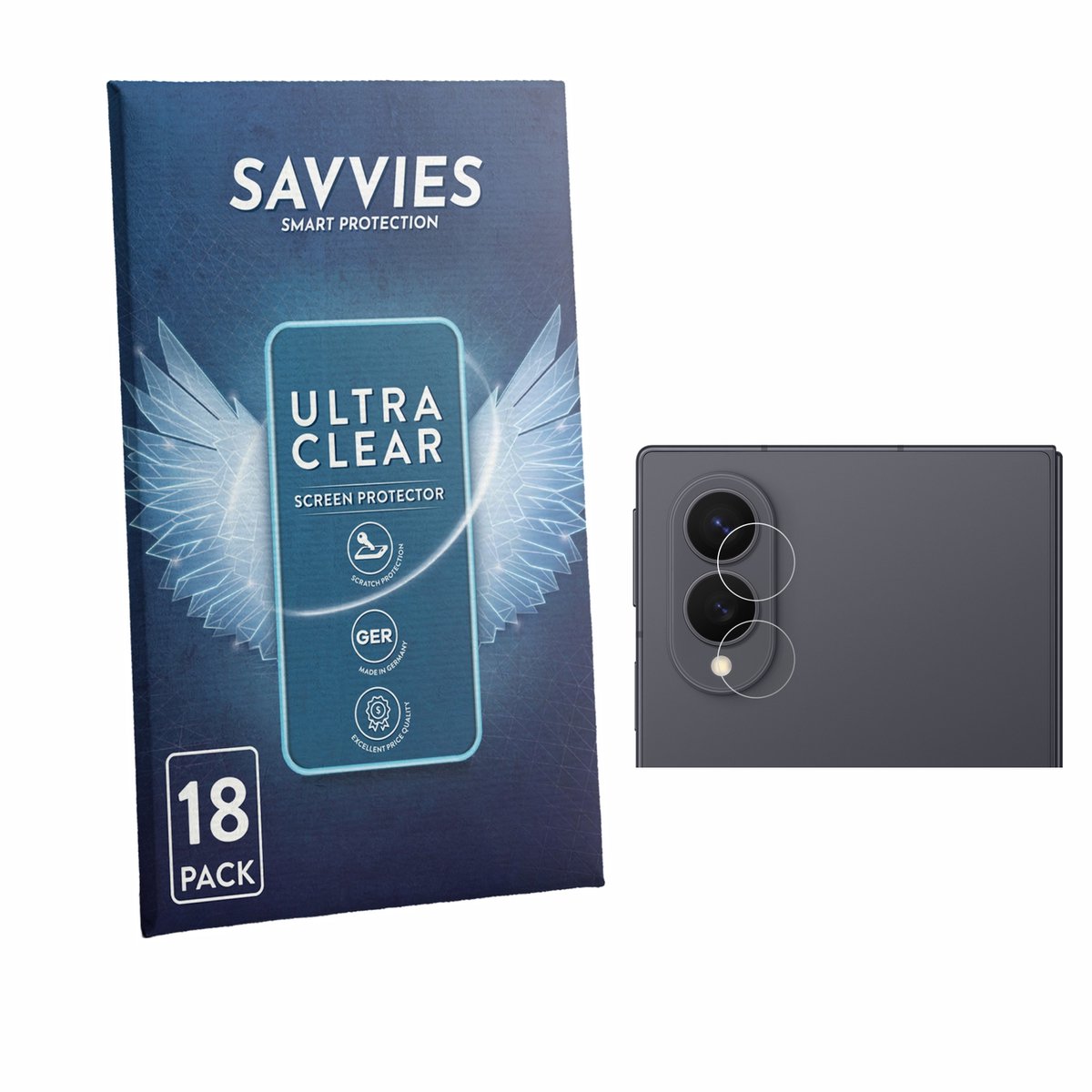 Savvies - Screenprotector voor Samsung Galaxy Z Fold 8 (ALLEEN Camera Lens) - Folie Beschermfolie transparant 18 Stuks