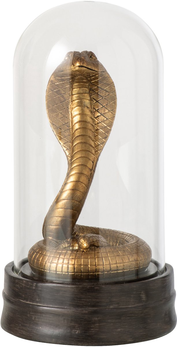 J-Line Decoratieve stolp met slang - polyresin - goud/zwart - small