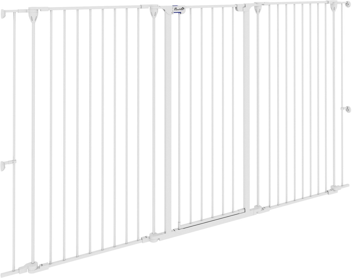 PawHut Huisdierhek - Staal - 206x120cm - Wit