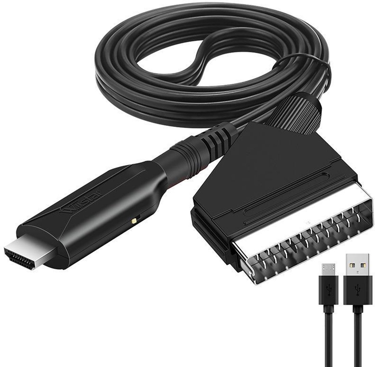 HDMI naar SCART Adapter - Video Converter - Plug en Play - Inclusief USB Voeding - voor TV, DVD en Spelconsoles