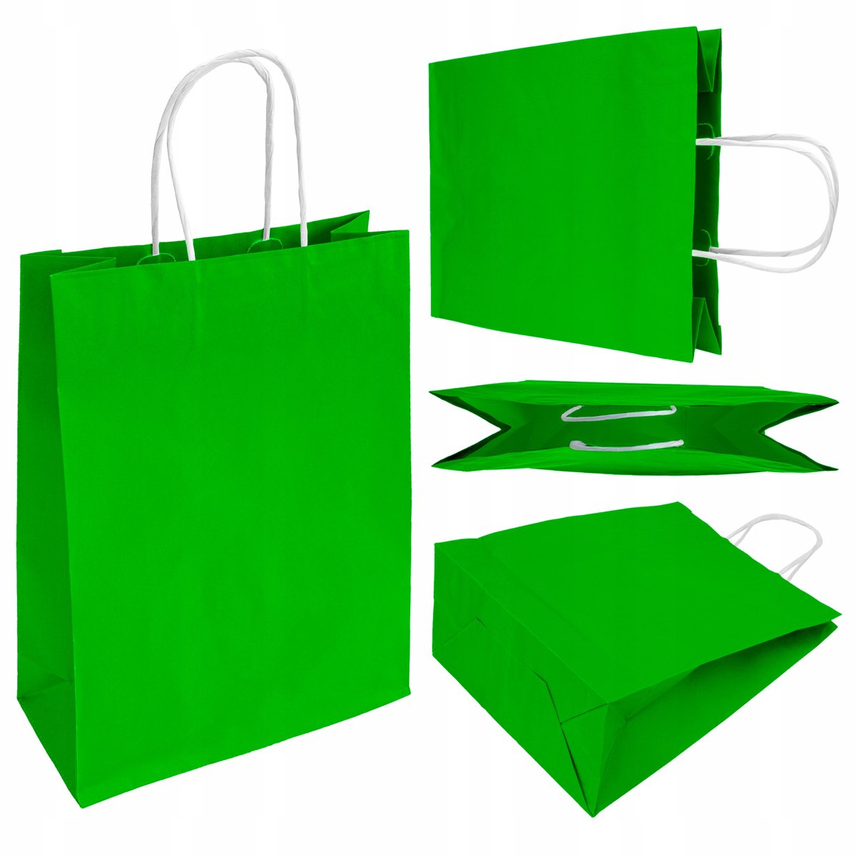 Lichtgroen papier Cadeautas 180x80x220mm Premium, Eco, Gekruld Handvat